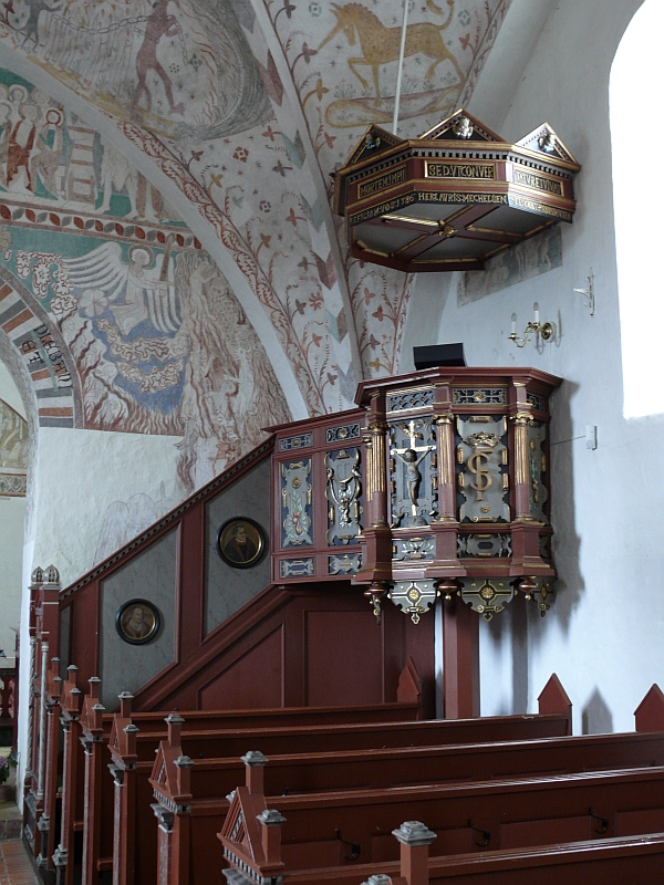 The pulpit in Keldby Church, Møn, Denmark