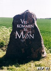 The welcome stone after the bridge across Ulvsund from Sjælland to Møn